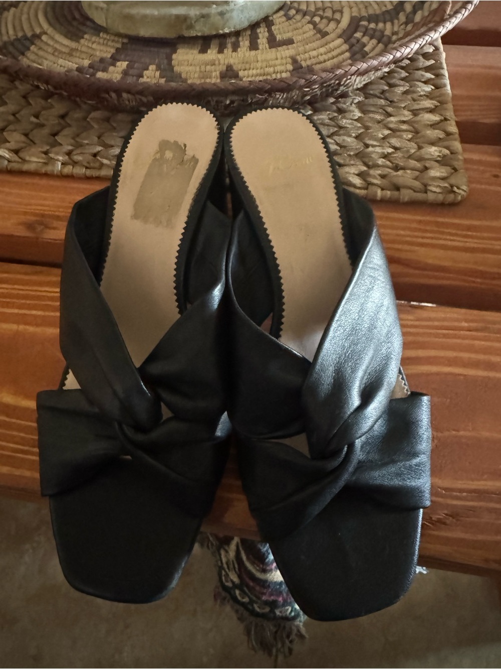 J. Crew Black Knot Slide Sandals
